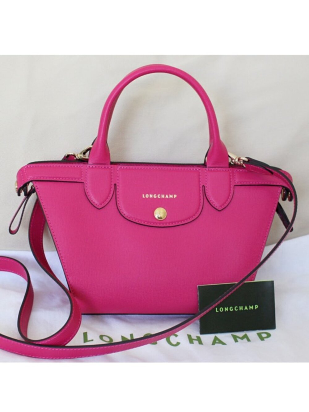 New w/Tags Longchamp Le Pliage Heritage - Small Satchel Bag Cyclamen Pink - $920